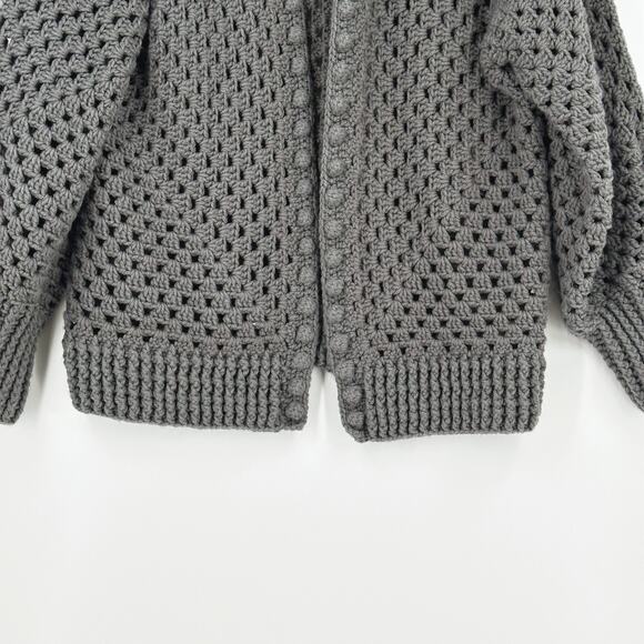 Womens Handmade Crochet Open Front Cardigan Large Open Knit Cottagecore Boho - Picture 3 of 4